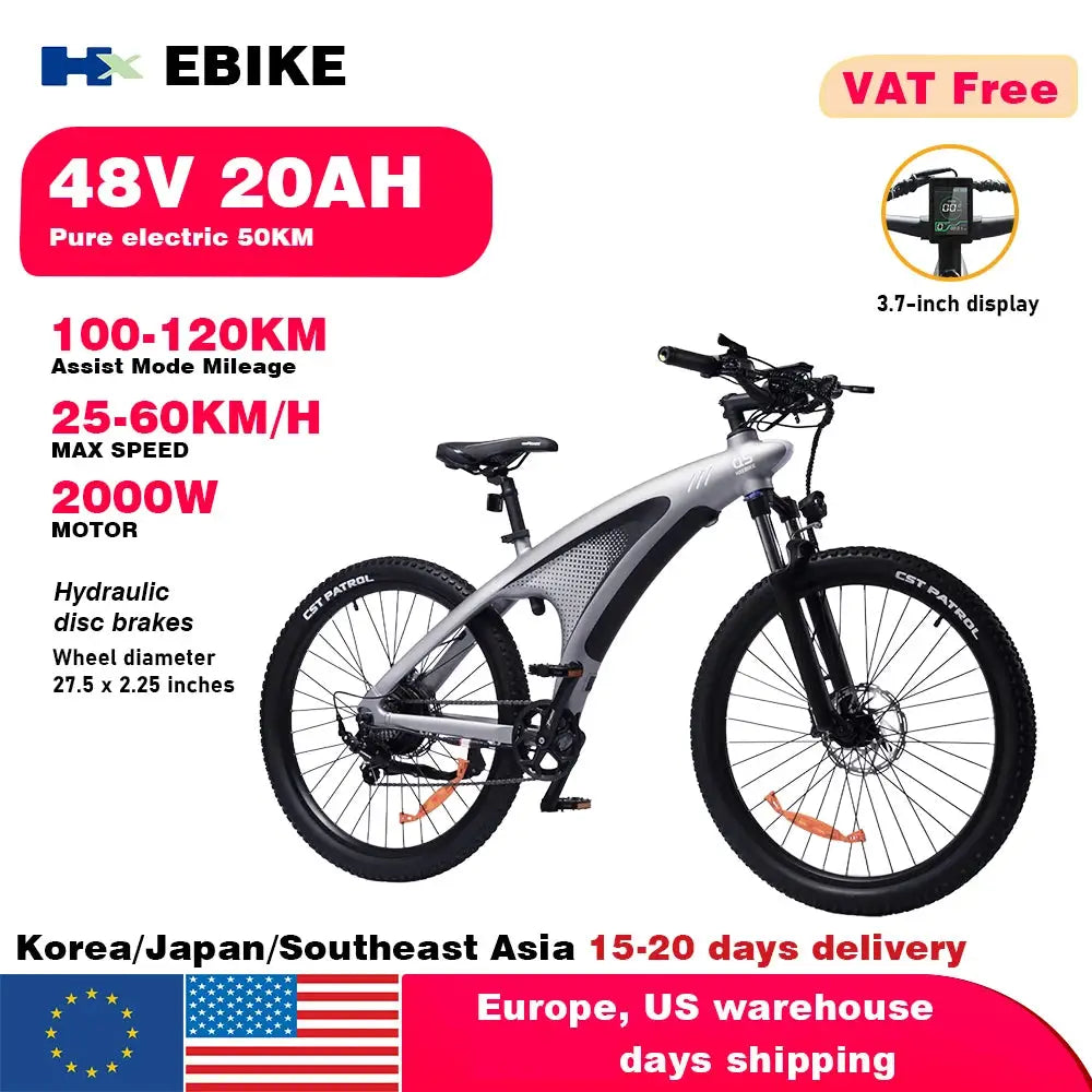 HX Q5 2000W Electric Mountain Ebike 27 5 Inch Off Road Tires by Beastly Survival Outlet