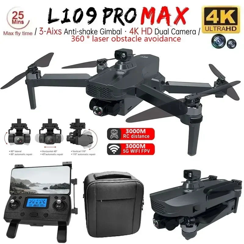 L109 Pro Max GPS Drone 4K 3 Axis PTZ Dual Camera Drone