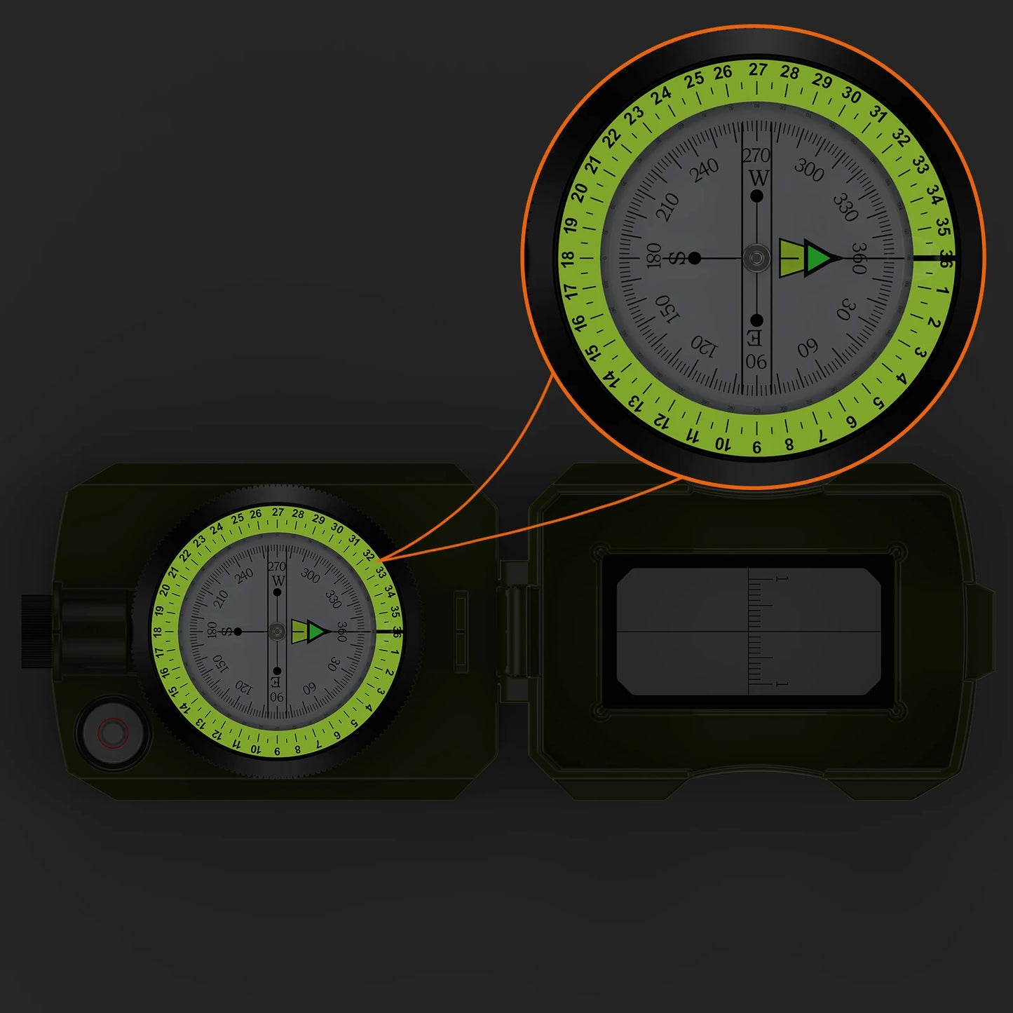 IP54 Waterproof Hiking Compass Slope Sighting Clinometer Pro
