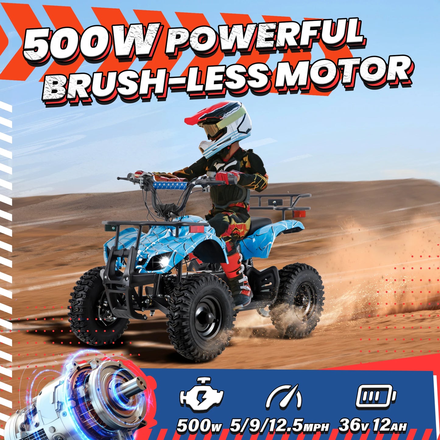 36V Electric ATV Quad With 500W Brushless Motor For Kids Fun by Beastly Survival Outlet