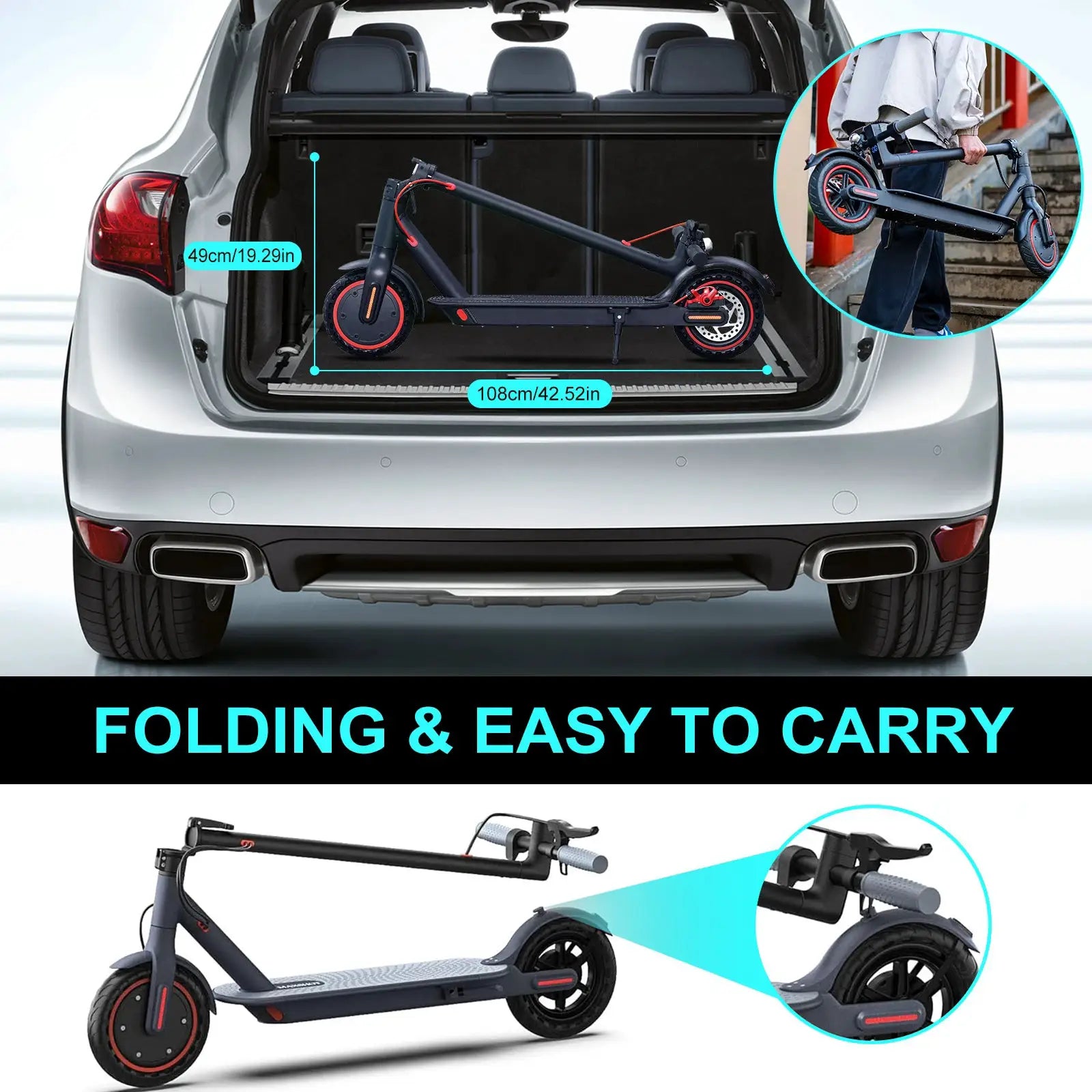 M365 Electric Scooter 350W 16mph APP Smart Scooter Shock-absorbing Anti-skid ‎8.5 Inches Folding waterproof Electric Scooter by Beastly Survival Outlet