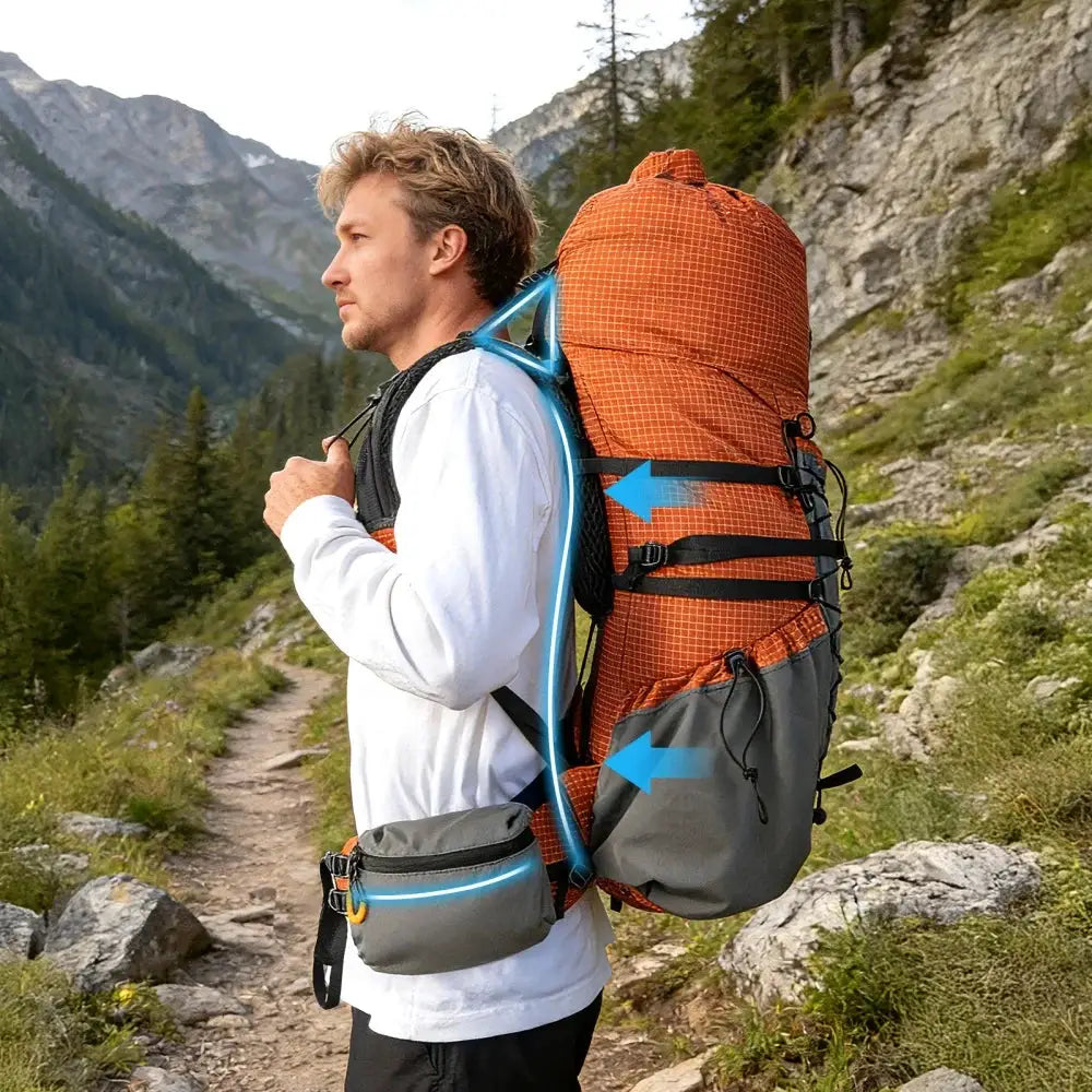 Night Cat Internal-frame Hiking Backpcack: 50L / 60L / 70L Roll Top Lightweight Travel Backpack with Rain Cover for Men Women Hiking Camping Backpacking by Beastly Survival Outlet