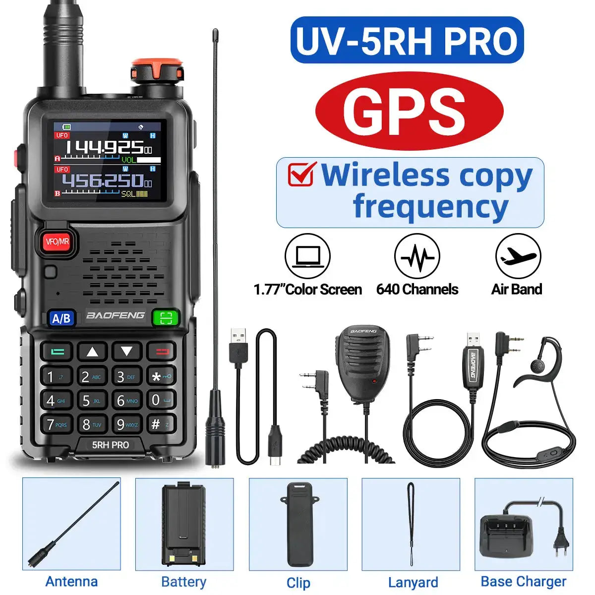 Baofeng UV5RH Pro GPS Walkie Talkies Long Range BandPro NOAA by Beastly Survival Outlet