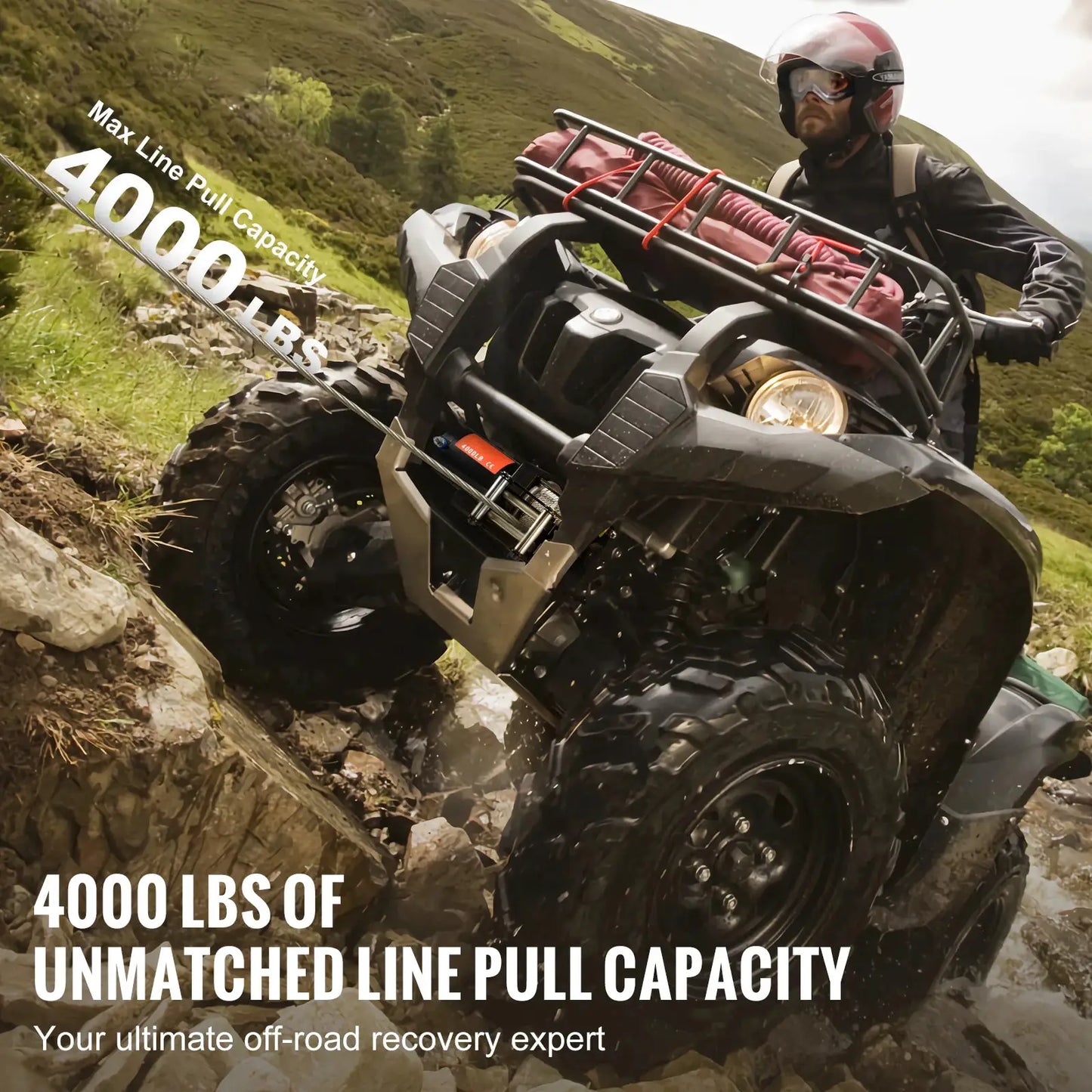 SucceBuy 4000lbs Electric Winch with 39ft 7 Strands Steel Cable Wireless & Wired Remote Control ATV/UTV Winch for Truck Towing by Beastly Survival Outlet