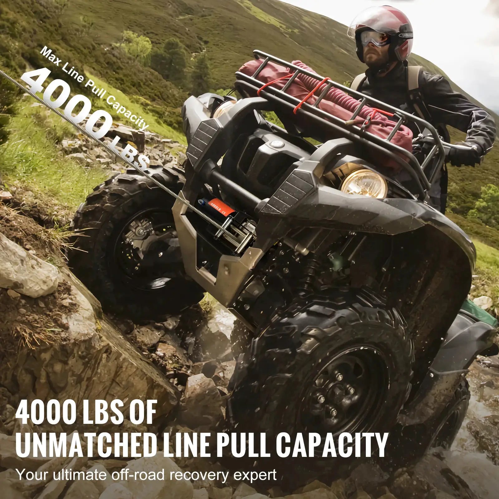 SucceBuy 4000lbs Electric Winch with 39ft 7 Strands Steel Cable Wireless & Wired Remote Control ATV/UTV Winch for Truck Towing by Beastly Survival Outlet