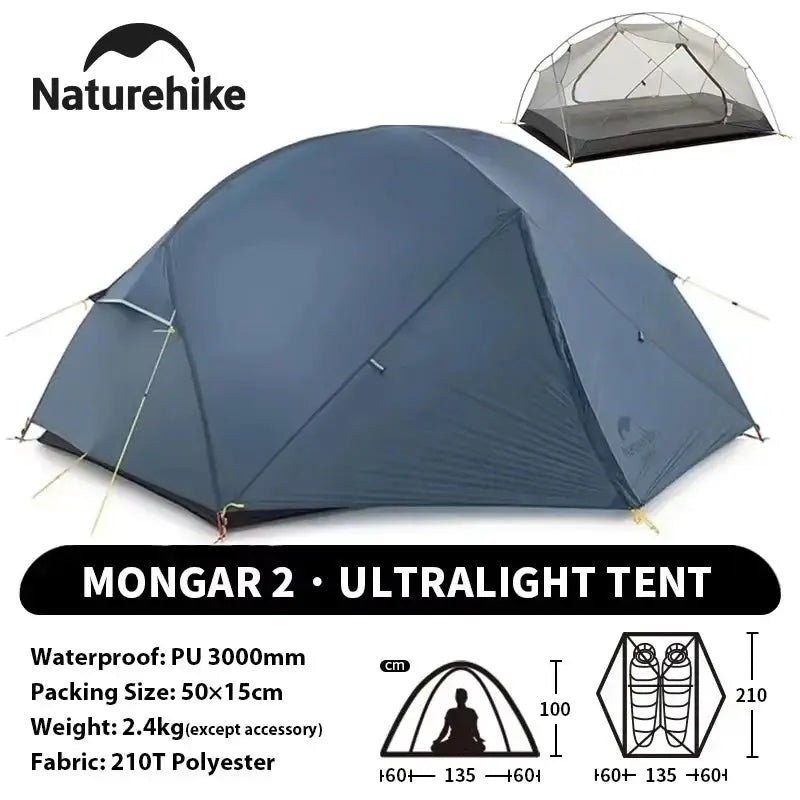 Naturehike Mongar 2 Person Backpacking Tent 210T Ultralight Travel Tent Waterproof Hiking Survival Outdoor Camping Tent by Beastly Survival Outlet