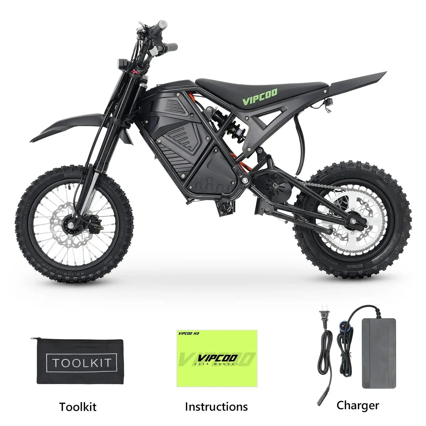 Electric Dirt Bike VIPCOO 3500W 48V23AH Electric Motorcycle Fat Tire Nitrogen Suspension E Dirt Bike for Teens and Adults by Beastly Survival Outlet