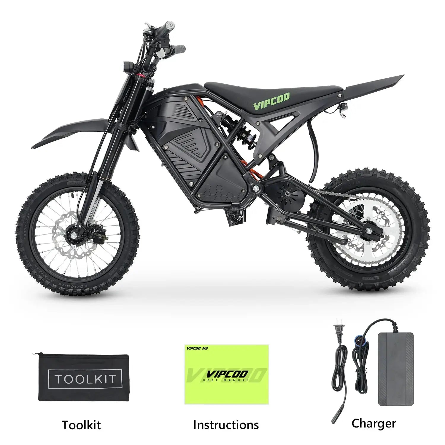 Electric Dirt Bike VIPCOO 3500W 48V23AH Electric Motorcycle Fat Tire Nitrogen Suspension E Dirt Bike for Teens and Adults by Beastly Survival Outlet