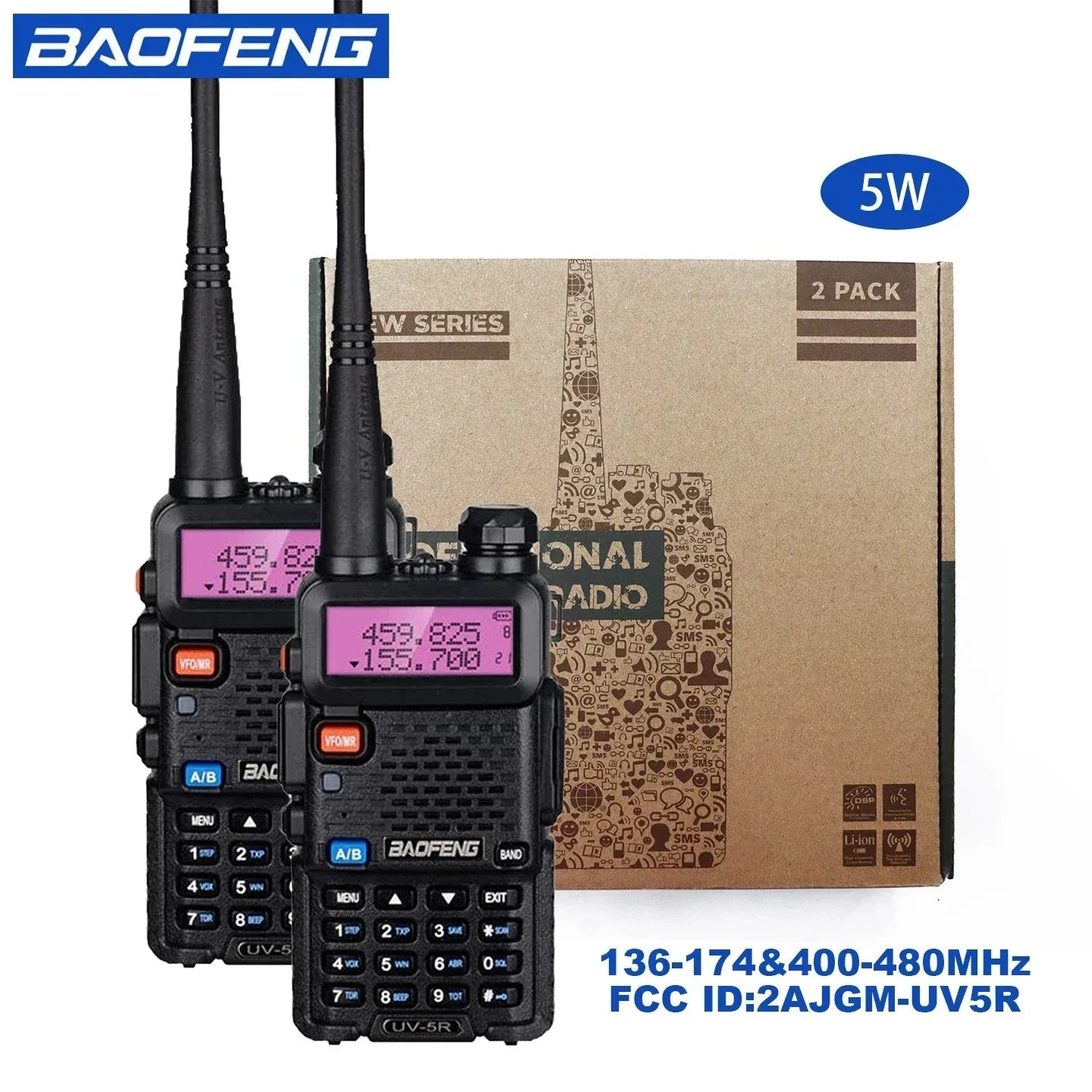Baofeng UV 5R Dual Band Walkie Talkie Long Range Hunting