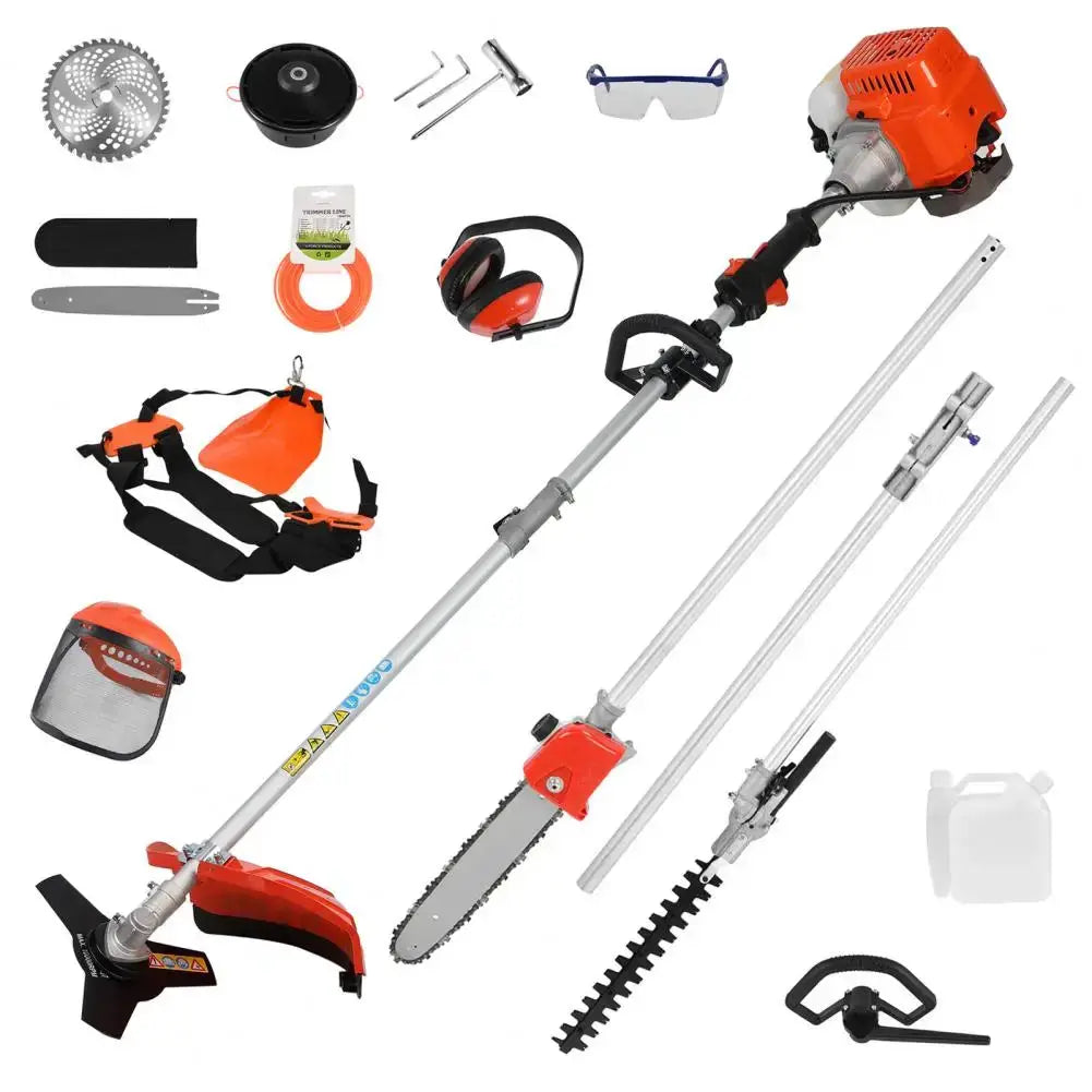 Multifunctional 5 In 1 Lawn Mower, 2-Stroke Gas Weed Trimmer, Cordless Hedge Trimmer, Telescopic Chainsaw Hedge Pruner Weeder by Beastly Survival Outlet
