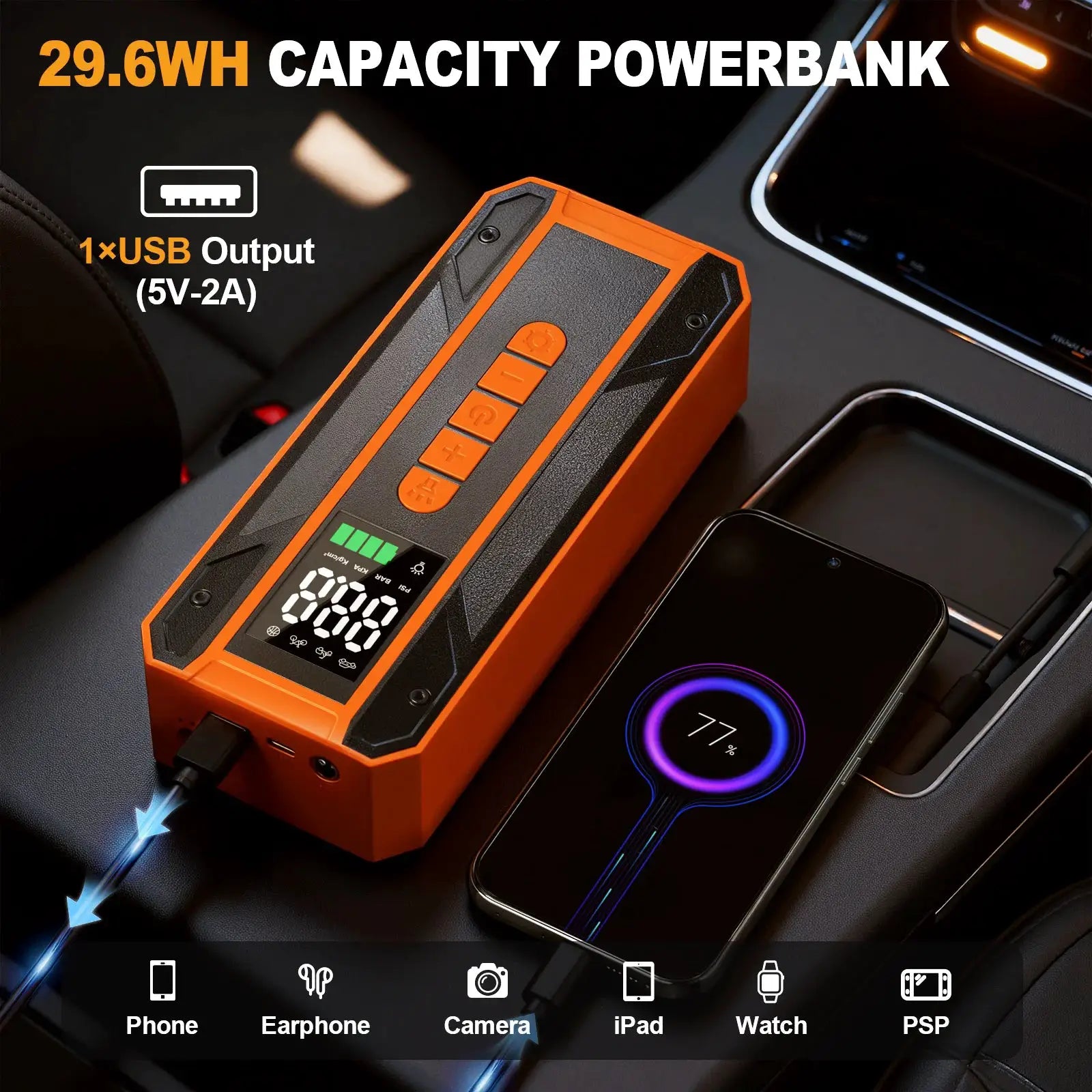 3000A Jump Starter And 150 PSI Cordless Air Pump For Vehicle by Beastly Survival Outlet
