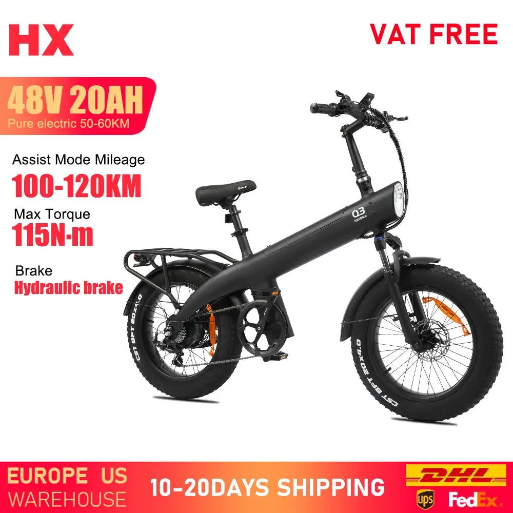 HX Q3 E Bike Electric Bike 48V 20AH Adult E Bike 20Inch Tire Off-Road Fatbike City Electric Bicycle Mountain E Bikes by Beastly Survival Outlet