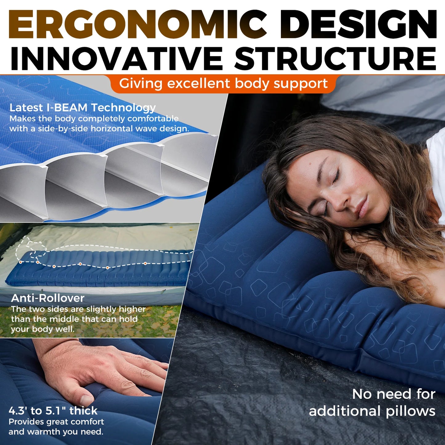 KingCamp Ultralight Inflatable Sleeping Pad Camping Hiking