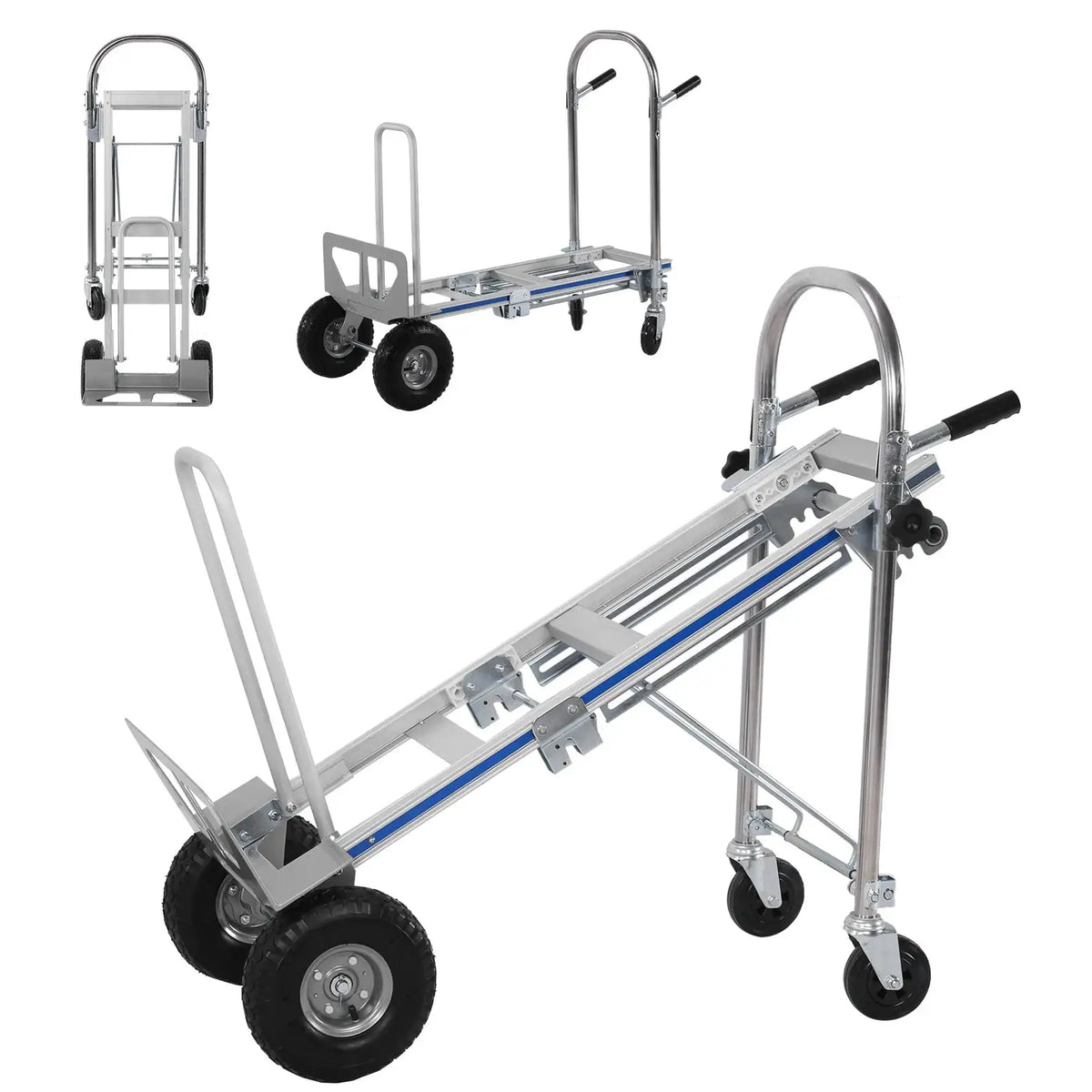 2 in 1 Industrial Convertible Aluminum Hand Truck Dolly Cart 1000 LBS Capacity Heavy Duty with Wheels for Transport & Moving by Beastly Survival Outlet