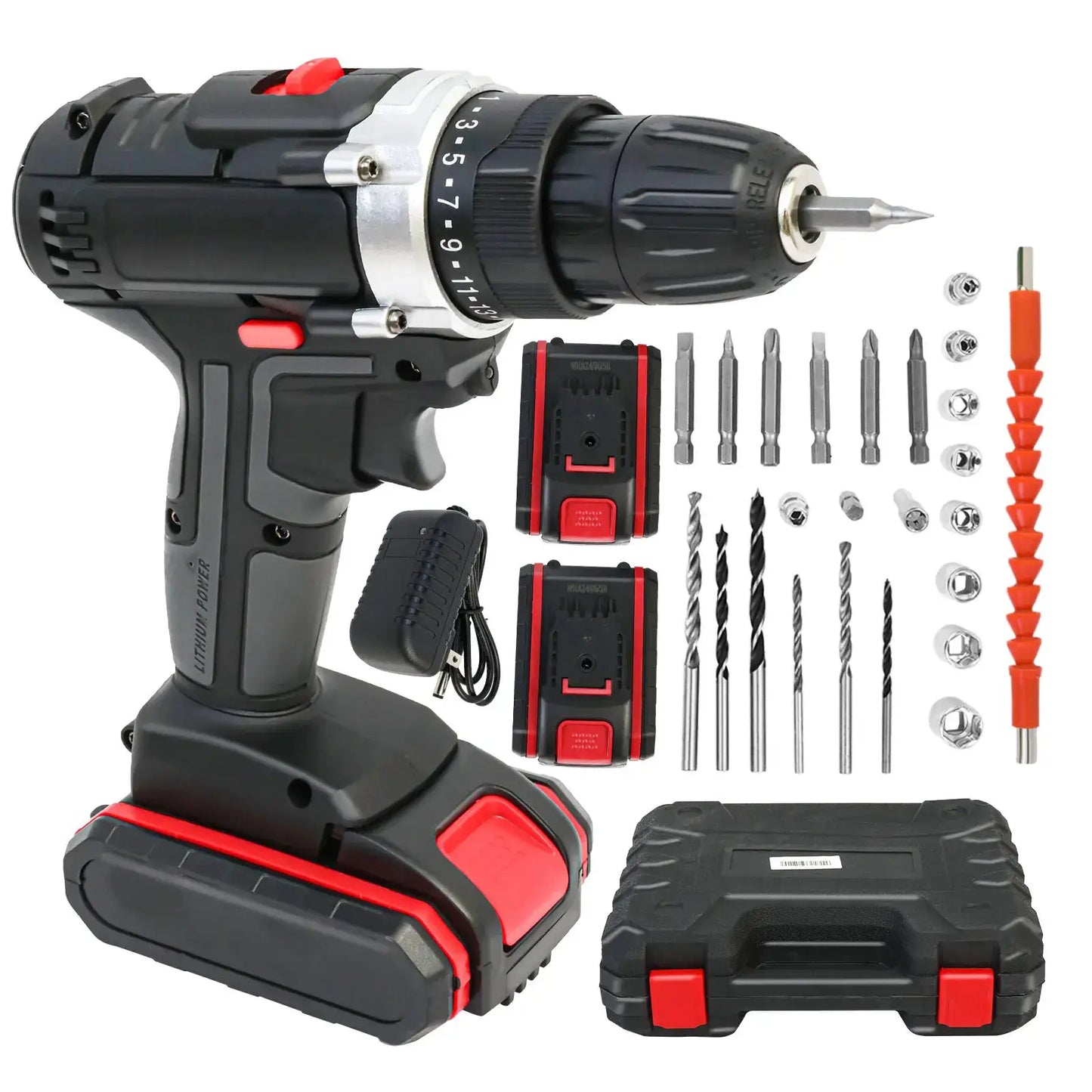 Cordless Drill Impact Driver 21V with 2 Batteries Lithium-Ion and Charger for Drilling Screw Tightening/Loosening Power Tool by Beastly Survival Outlet