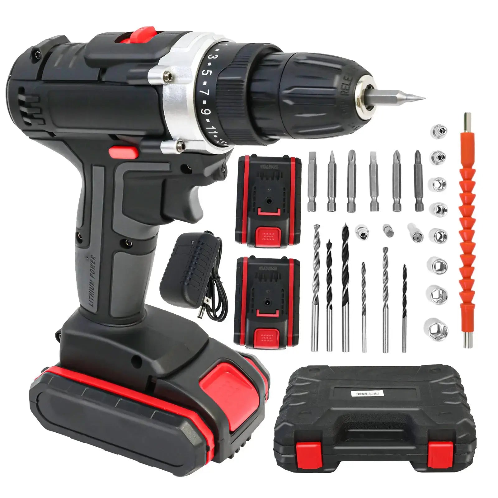 Cordless Drill Impact Driver 21V with 2 Batteries Lithium-Ion and Charger for Drilling Screw Tightening/Loosening Power Tool by Beastly Survival Outlet