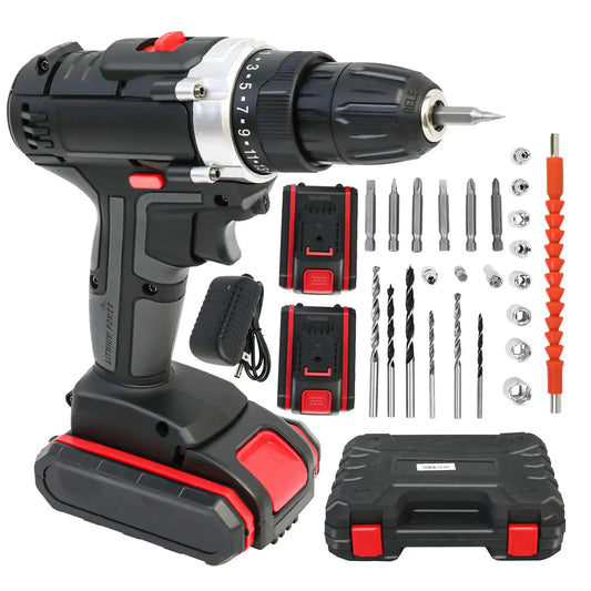 Cordless Drill Impact Driver 21V with 2 Batteries Lithium-Ion and Charger for Drilling Screw Tightening/Loosening Power Tool by Beastly Survival Outlet