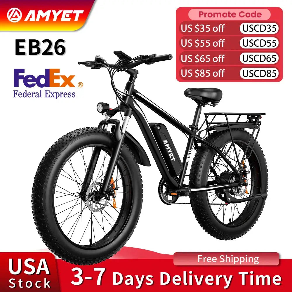 AMYET EB26 1500W Fat Tire Electric Bike 26 Inch 31 MPH Pro X by Beastly Survival Outlet