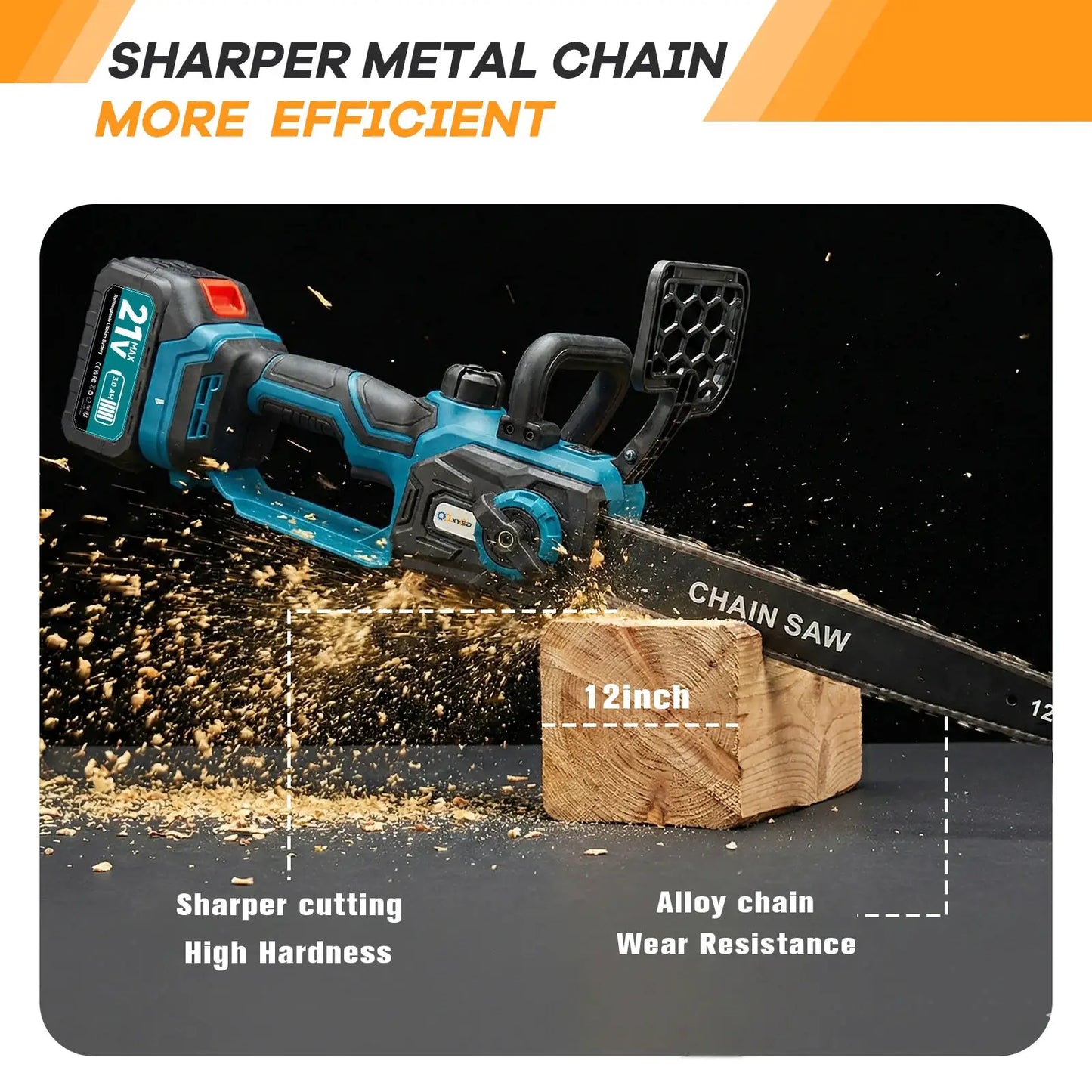 XYSD 12 in Electric Chainsaw Cordless, 21v ,2x3000mah Battery Handheld Chainsaw for Tree Trimming Electric Tree Trimmer Saw by Beastly Survival Outlet