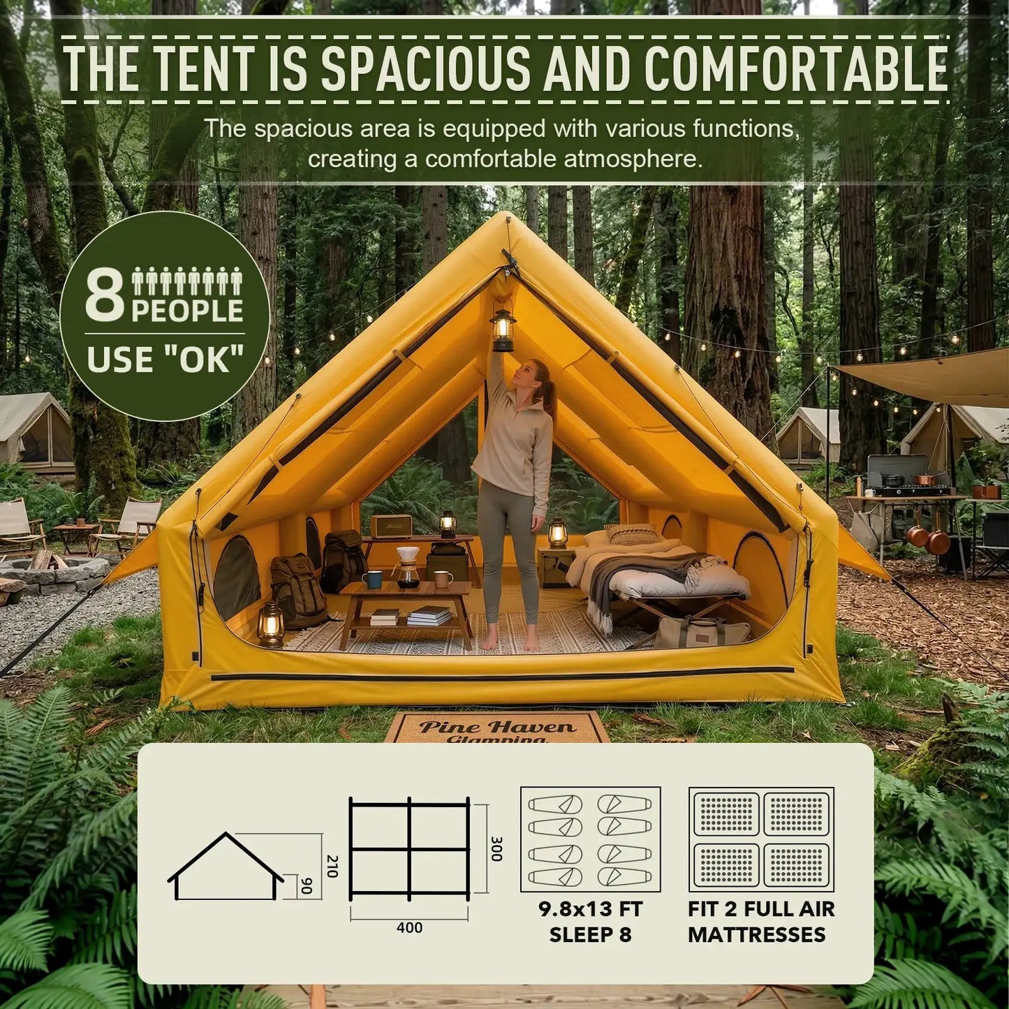 Senleet Inflatable Camp Tent 6to8 Person Waterproof OxfordUKX by Beastly Survival Outlet