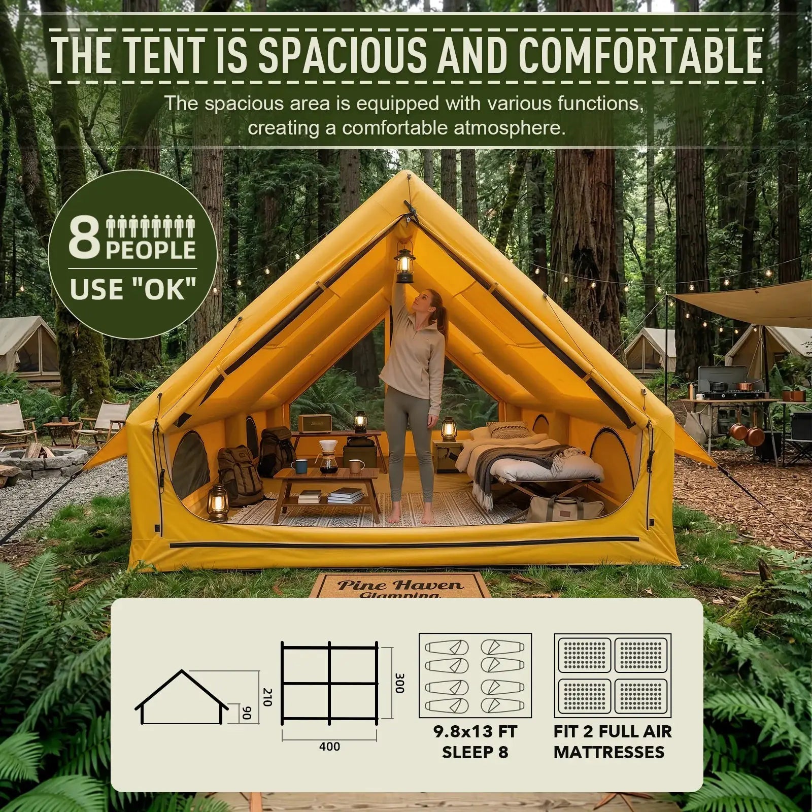 Senleet Inflatable Camp Tent 6to8 Person Waterproof OxfordUKX by Beastly Survival Outlet