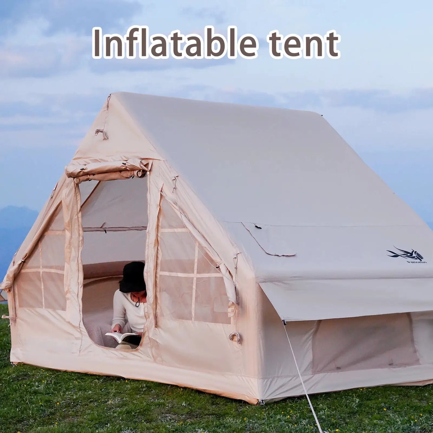 4-8 Person Inflatable Camping Tent - Quick-Setup Air Frame, 4-Season Waterproof Shelter with Stove Jack & Portable Design. by Beastly Survival Outlet