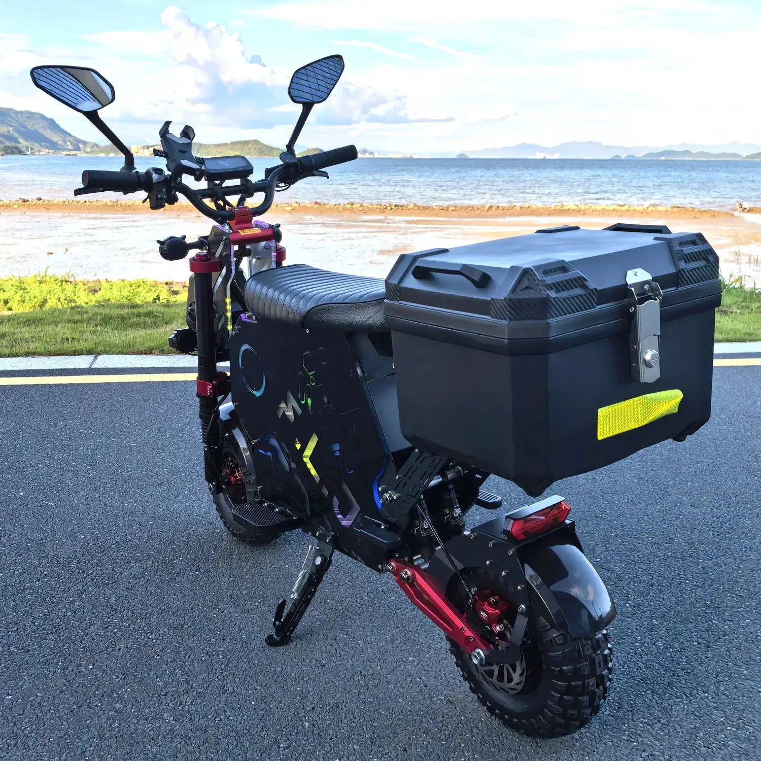 \US Stock FLJ Scooter 72V 12000W Electric Scooter with 14 inch Off Road Fat Tire Removable battery and App Function Scooter by Beastly Survival Outlet