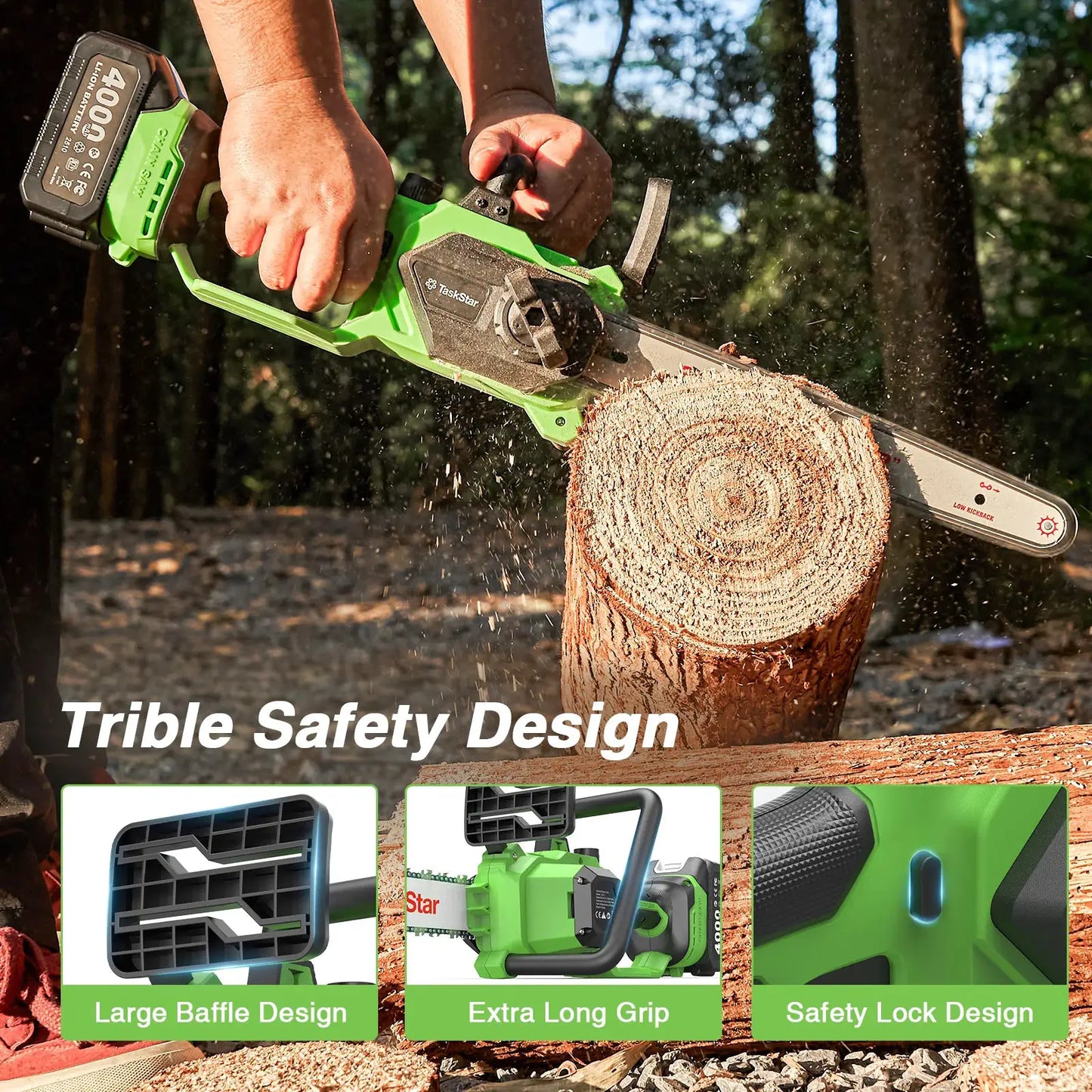 TaskStar 12 Inch Brushless Chainsaw Cordless 2 Batteries Pro by Beastly Survival Outlet