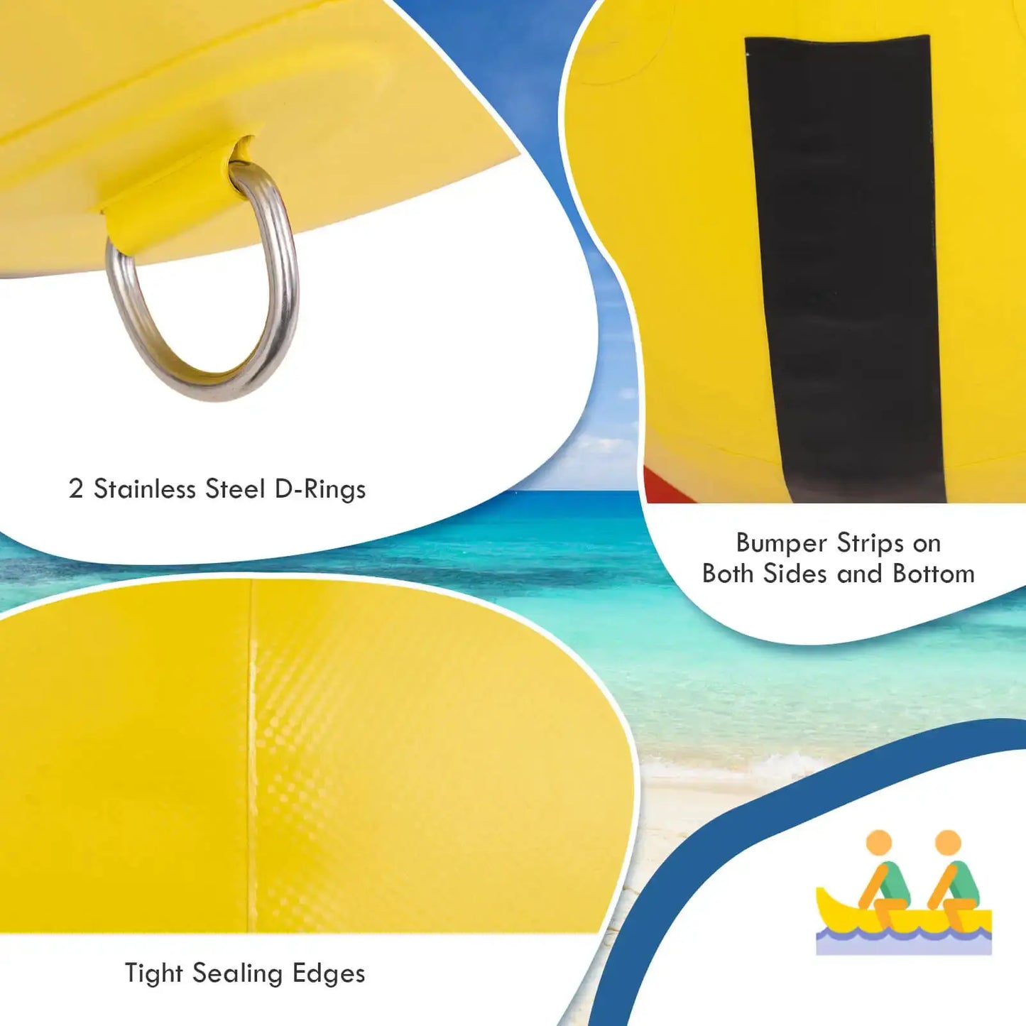 3-Person Inflatable Banana Boat w/ Boating and Water Sports Electric Air Pump by Beastly Survival Outlet