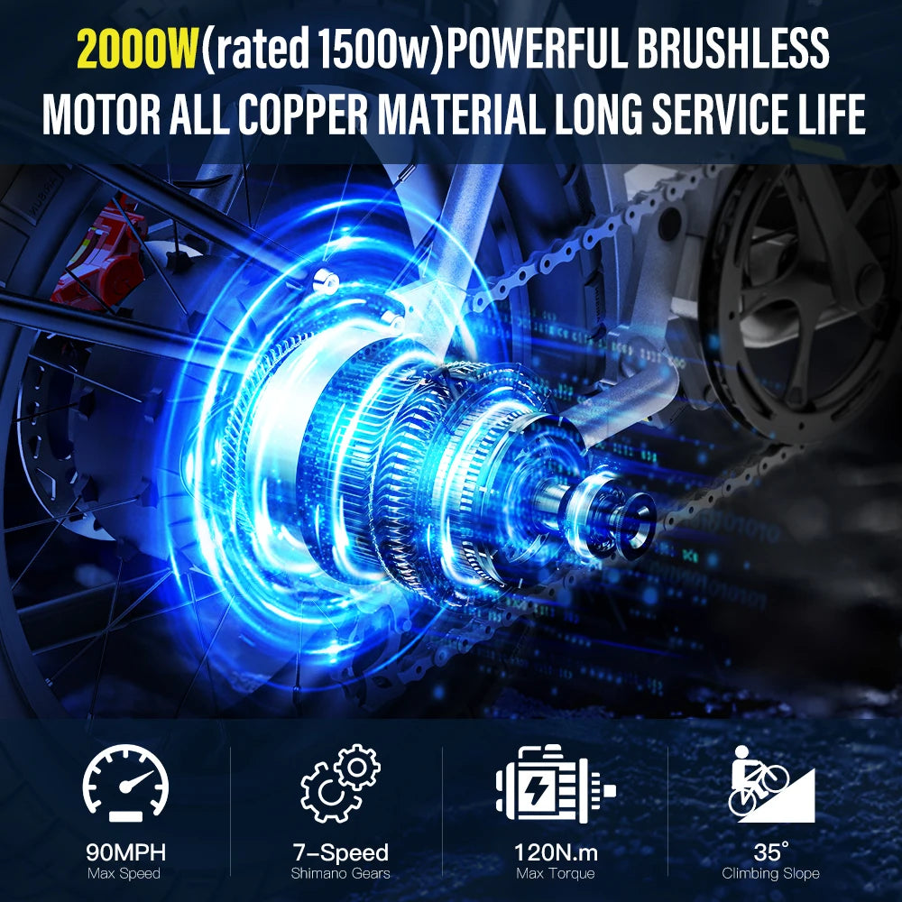 Coswheel Electric Bike CT20S 2000W Fat Tire E-Bike for Adults