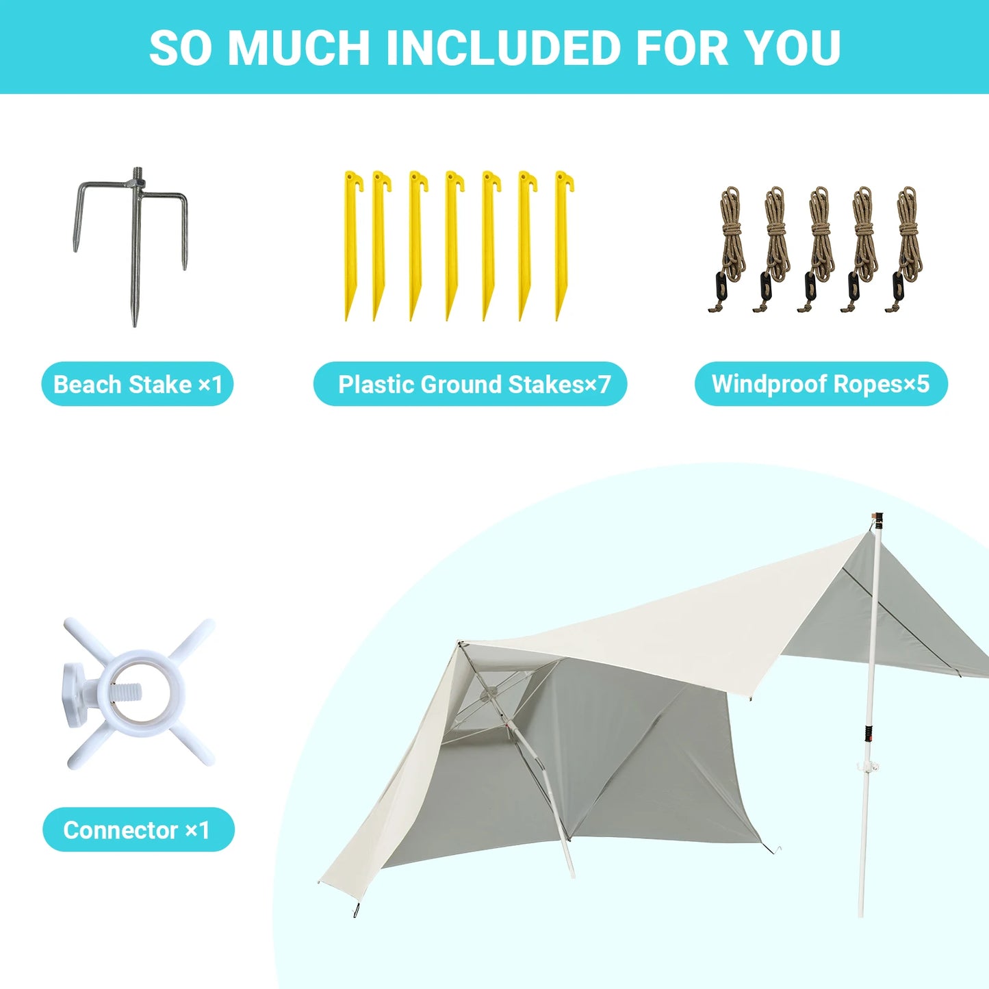 KingCamp Beach Umbrella Tent Outdoor Sun Shelter for Camping