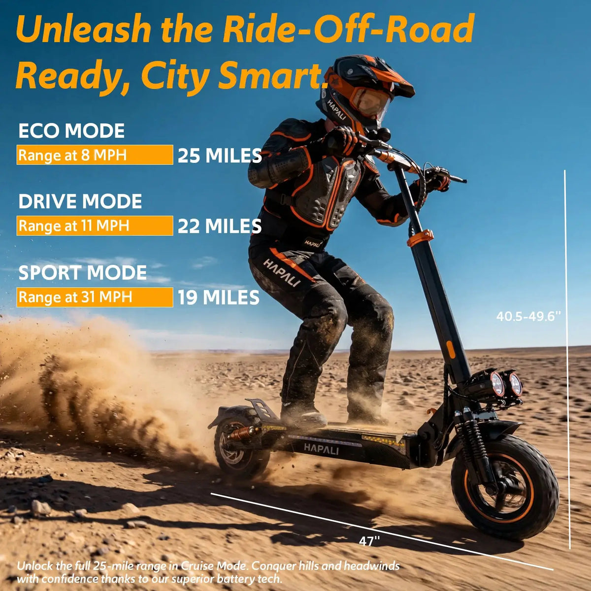 Off Road Electric Scooter, 1200W Motor, 25 Miles Range, 31 MPH, 11" All Terrain Tire, E-Scooter for Adults with Double Suspension & Side Light Disc Brakes by Beastly Survival Outlet