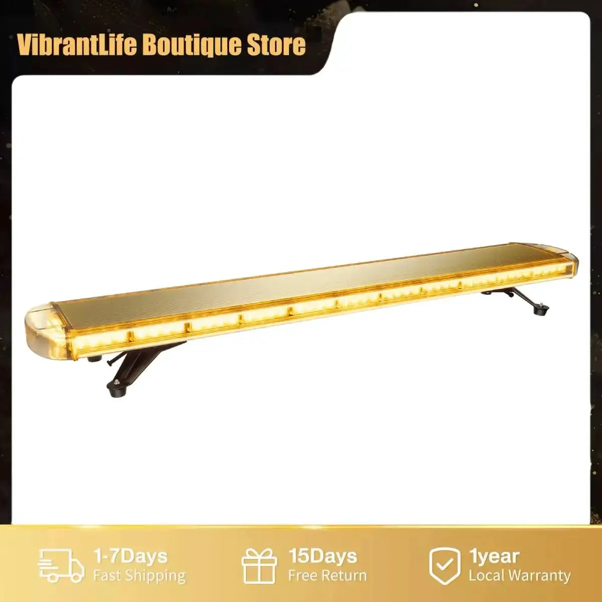 High-Visibility 96LED 360° Safety Strobe Light Bar, 16 Flash Modes+Remote Control, IP65 Waterproof, Yellow Emergency Warning by Beastly Survival Outlet