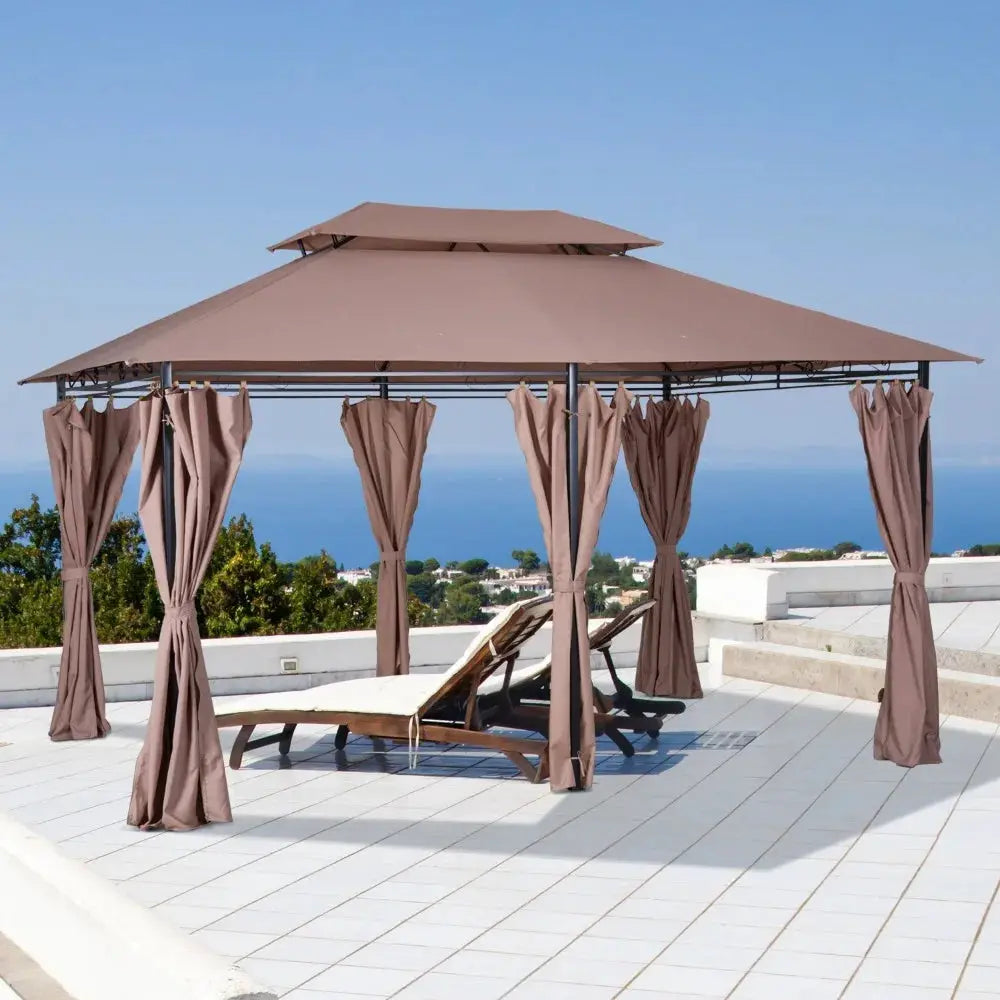 10x13 Patio Gazebo With Curtains Vented Roof And Steel Frame by Beastly Survival Outlet