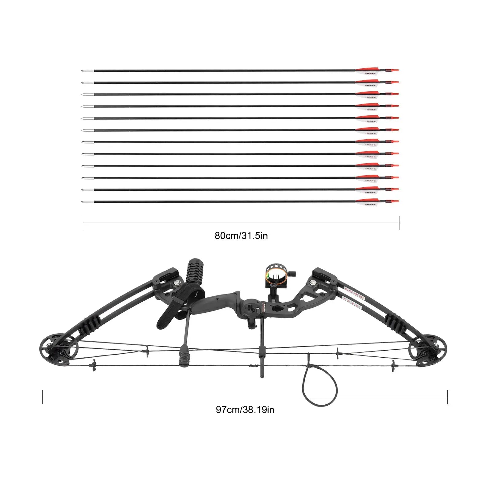 Compound Bow Hunting Kit with 12 Arrows 3-Pin Sight Adjustable Draw Weight and Length for Archery Enthusiasts,Beginners by Beastly Survival Outlet