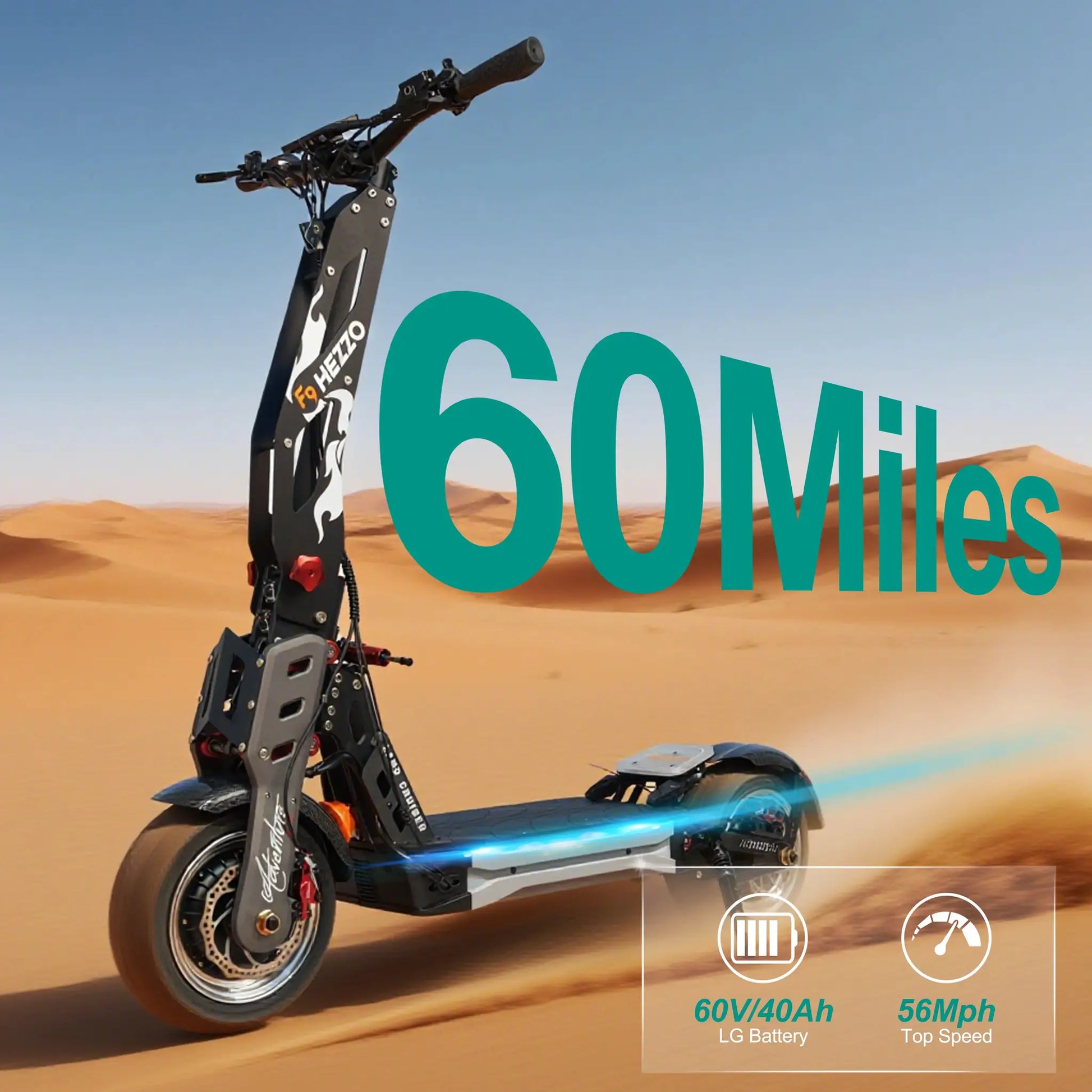 HEZZO F9 Folding Electric Scooter 12Inch Aluminum Alloy E-Scooter 60V 8000W Dual Motors 53Mph Powerful Escooter 40Ah 63Miles Long Range Hydraulic Oil Brakes Waterproof Offroad Scooter by Beastly Survival Outlet
