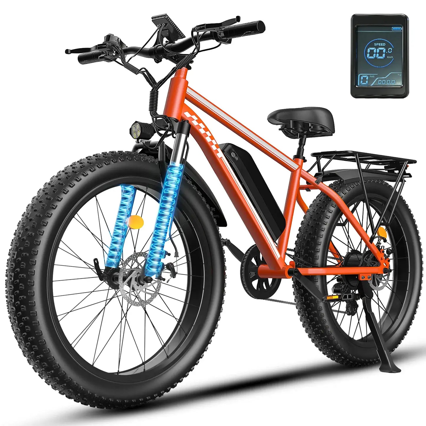 Peak 1500W Electric Bicycle 48V 15Ah Battery 32mph E-Bike 26 Inch Off-Road Tires Mountain Ebike Snowmobile Bike by Beastly Survival Outlet