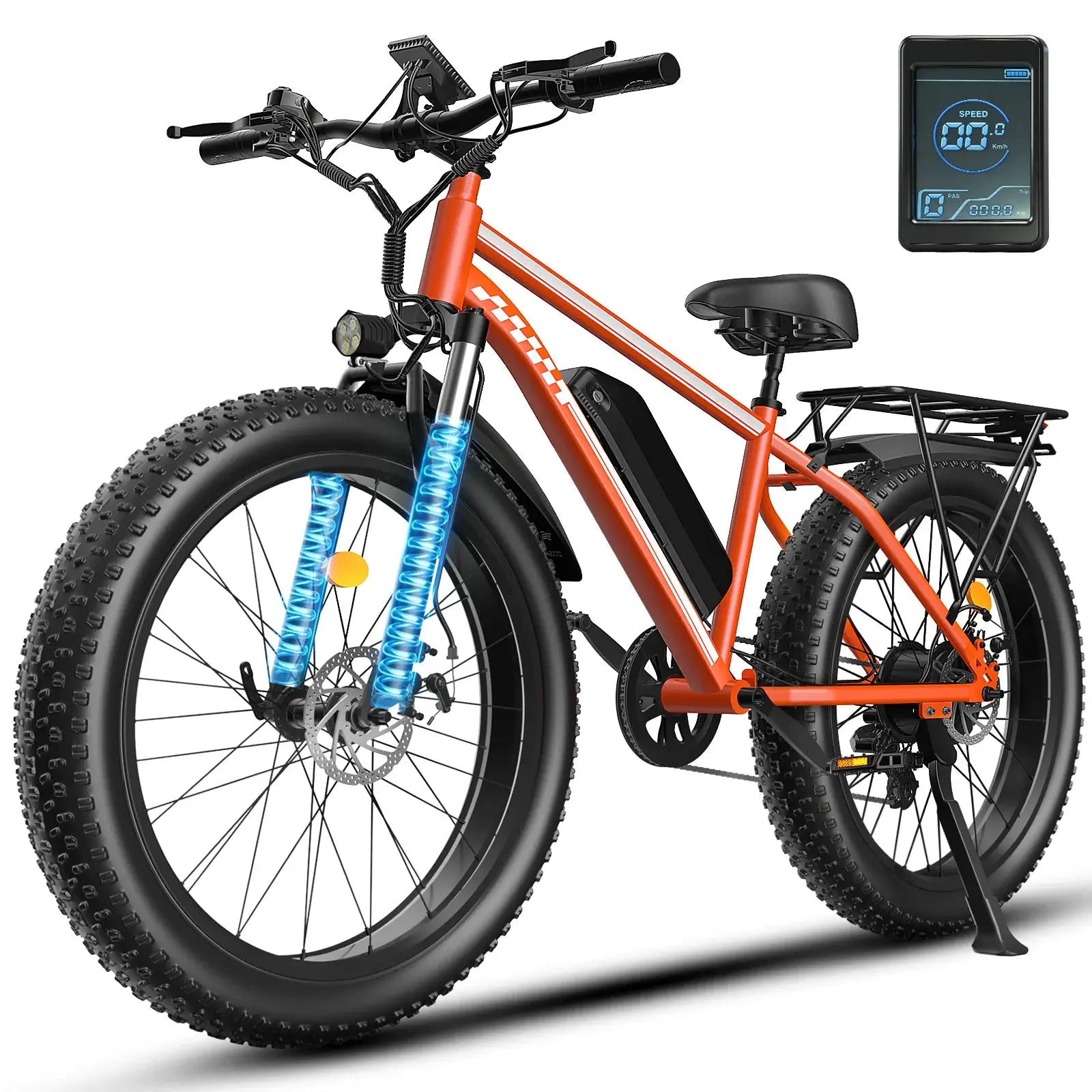 Peak 1500W Electric Bicycle 48V 15Ah Battery 32mph E-Bike 26 Inch Off-Road Tires Mountain Ebike Snowmobile Bike by Beastly Survival Outlet