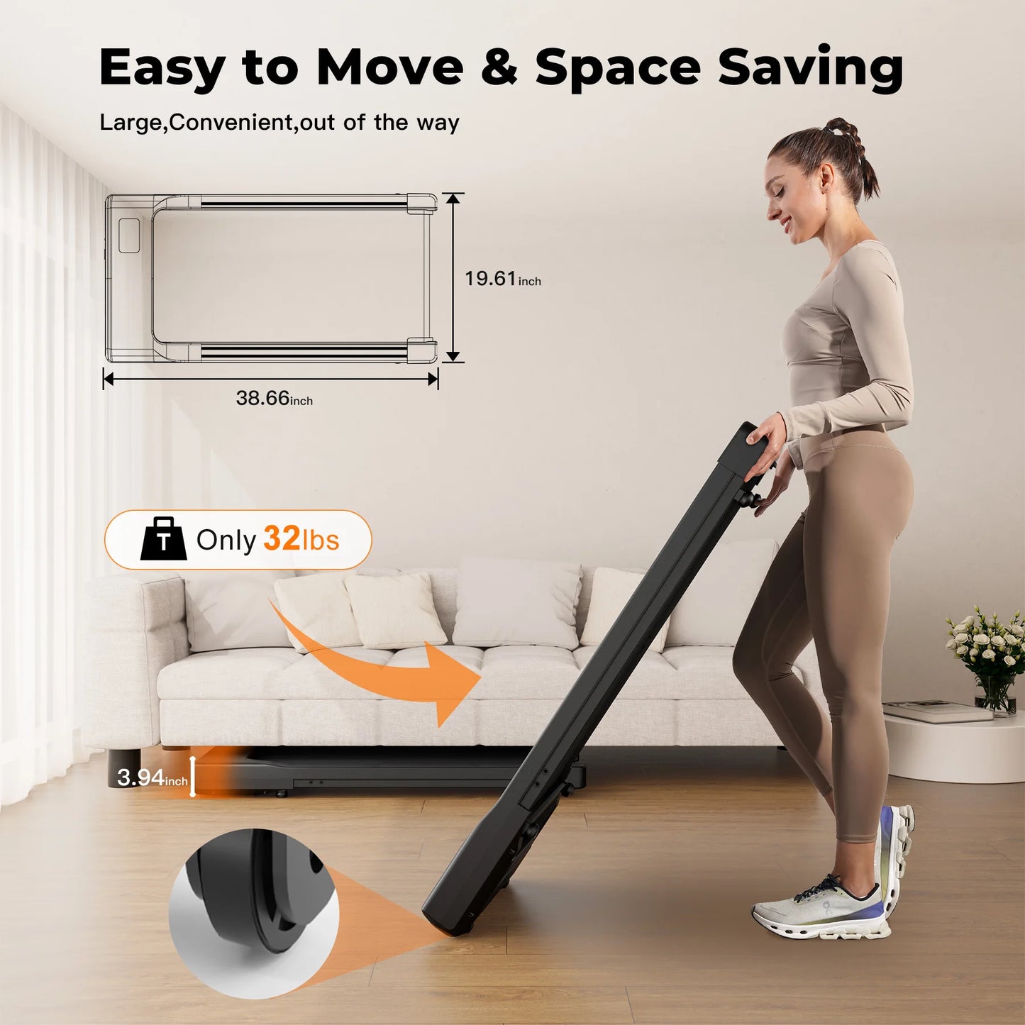 Walking Pad Under Desk Treadmill 2 In 1 With Remote Display