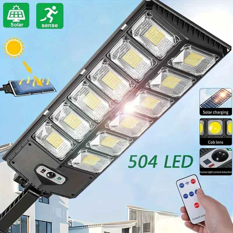 504LED Ultra Bright Solar Street Light with Motion Sensor Remote