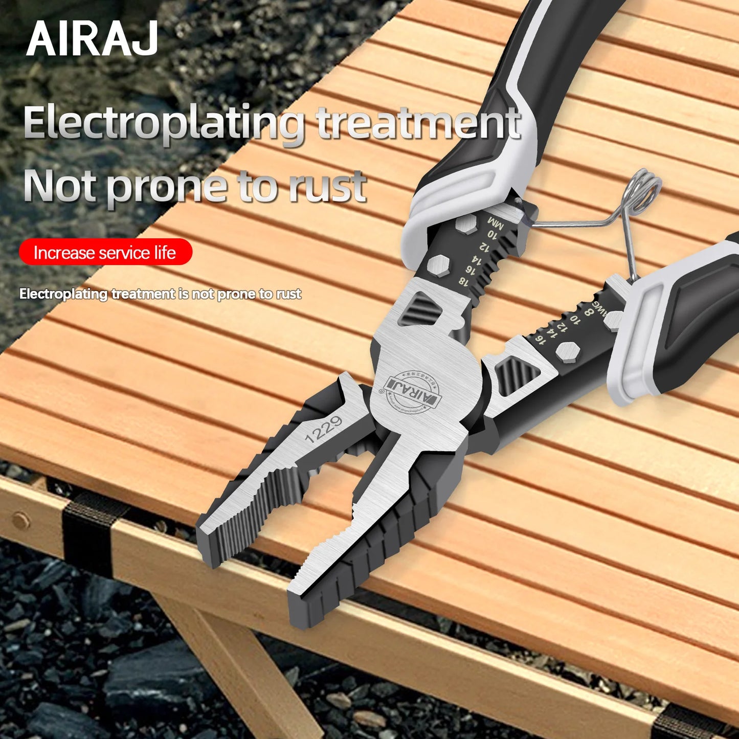 Airaj 8 Inch Multi Functional Pliers 9 Inch Pointed Nose Set