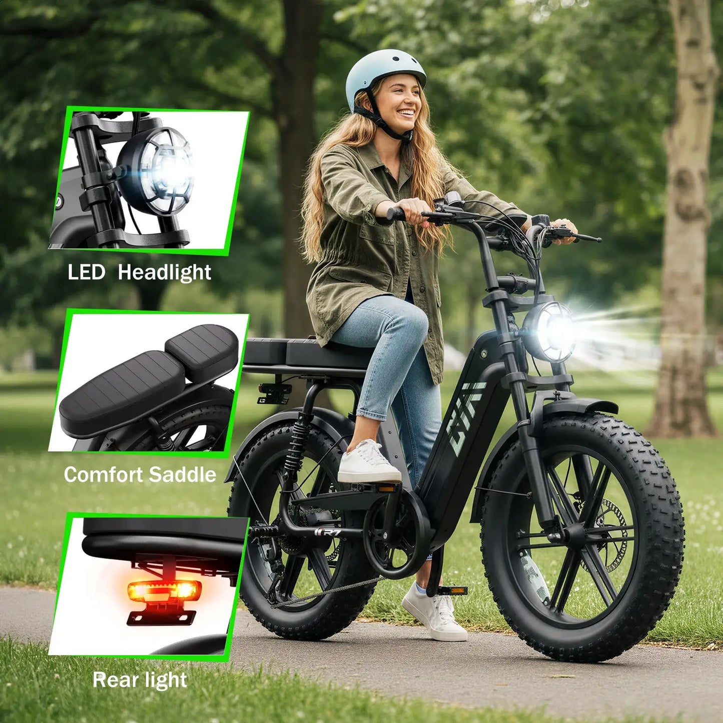 TST 1500W Electric Bike, 48V 15Ah, 28 MPH, 60 Miles Range, 20" Fat Tires, Rear Seat by Beastly Survival Outlet