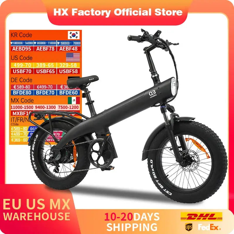 HX Q3 e bike 2000W electric bike 48V 20AH Adult E bike 20Inch Tire Off-Road fatbike City Electric bicycle Mountain e bikes by Beastly Survival Outlet