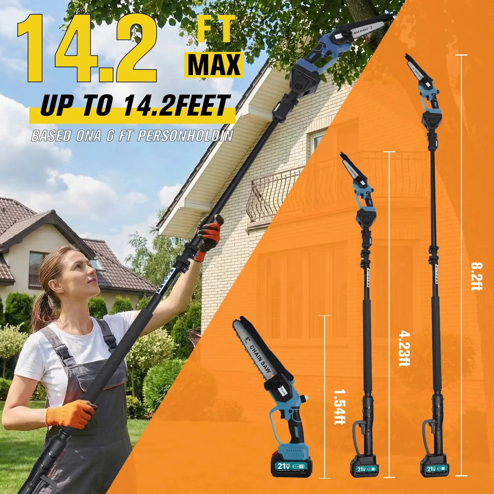 XYSD 2-in-1Cordless Pole Saw&Mini Chainsaw,6"&8"Electric Tree Trimmer with Extension Pole, Handheld Chain Saw for Branch Cutting by Beastly Survival Outlet