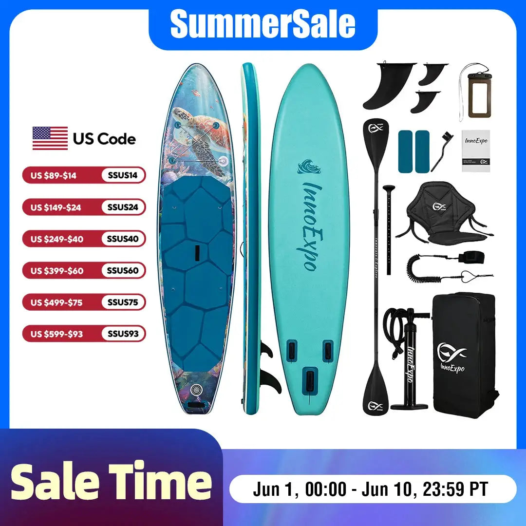 InnoExpo Stand Up Paddle Board Inflatable Surfboard Surf Sup Board Non-Slip Water Sport Paddleboard with Accessories by Beastly Survival Outlet