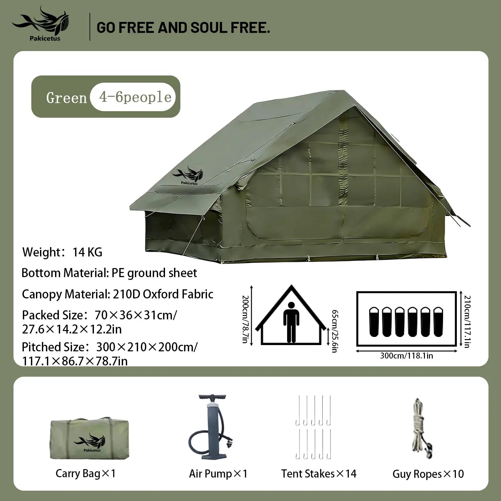 Pakicetus Quick Setup Inflatable Camping Tent, Waterproof Family Tent for 4-8 Persons, Portable Air Tent with Carry Bag by Beastly Survival Outlet