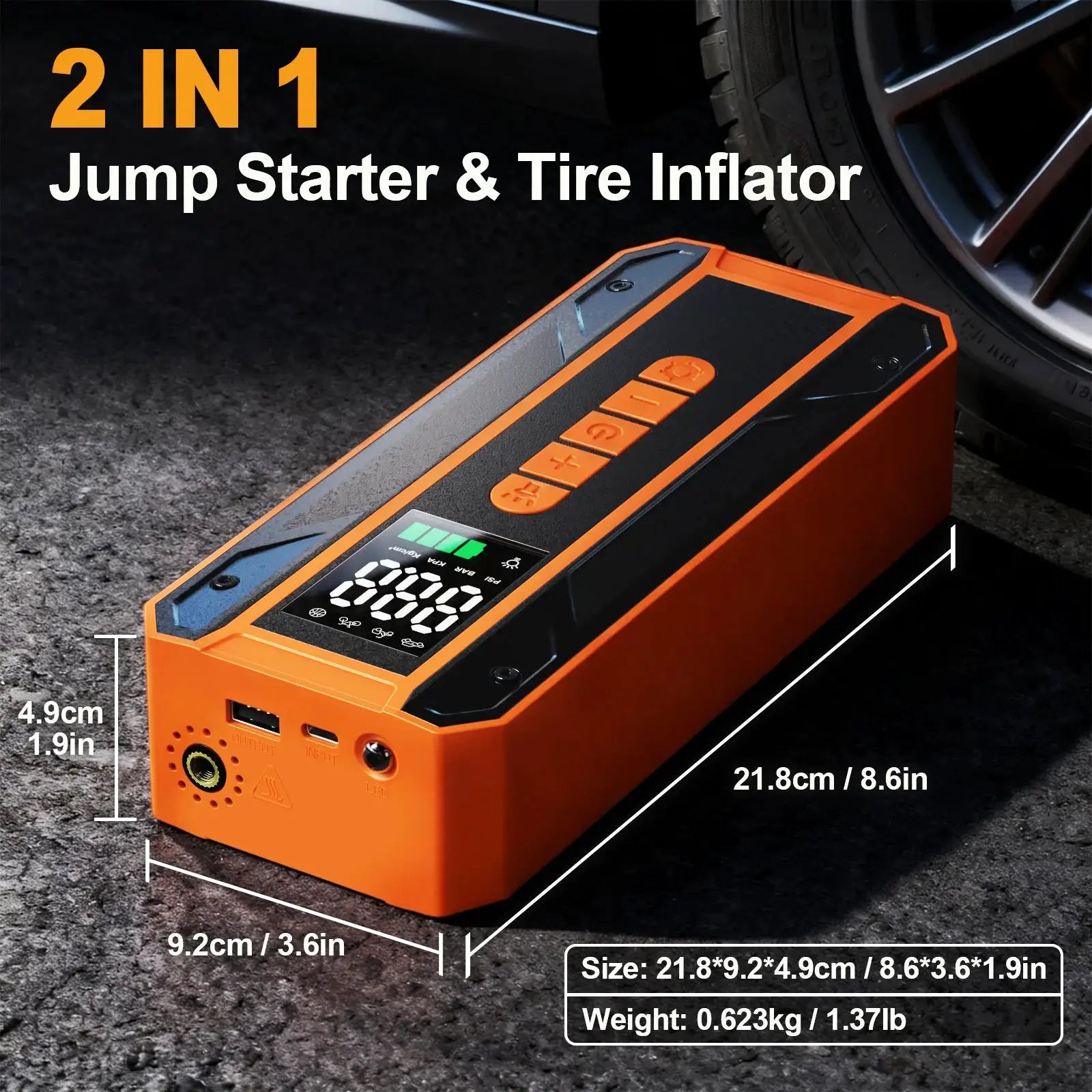 3000A Jump Starter And 150 PSI Cordless Air Pump For Vehicle by Beastly Survival Outlet