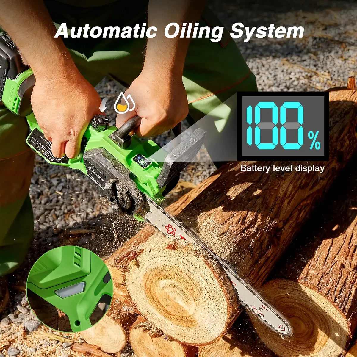 TaskStar 12 Inch Brushless Chainsaw Cordless 2 Batteries Pro by Beastly Survival Outlet
