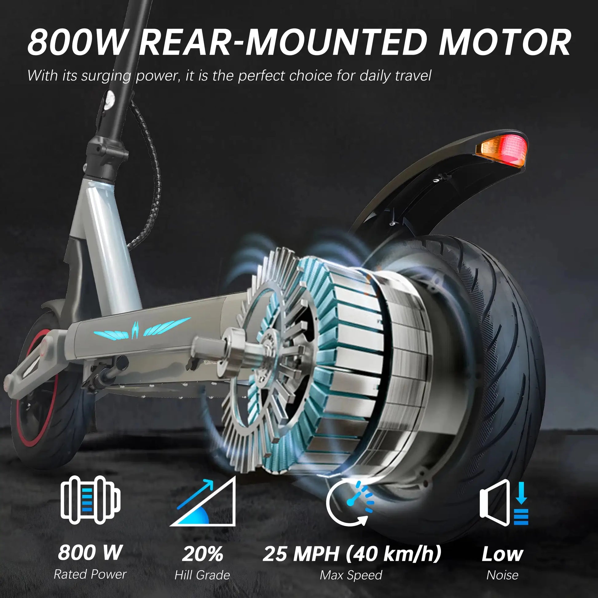 800W Electric Scooter for Adults, 25 MPH Max Speed, 52 Miles Long Range, 36V 10Ah Battery, 10" All-Terrain Off-Road Tires, Foldable Commuter E-Scooter for City Riding, Daily Travel and Outdoor Use by Beastly Survival Outlet