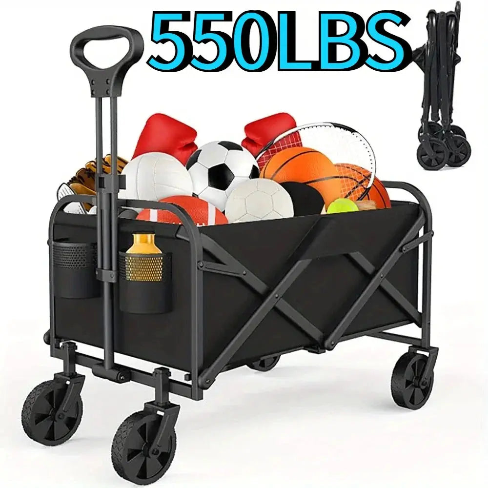 Collapsible Wagon Cart All Terrain Wheels Heavy Duty Grocery by Beastly Survival Outlet